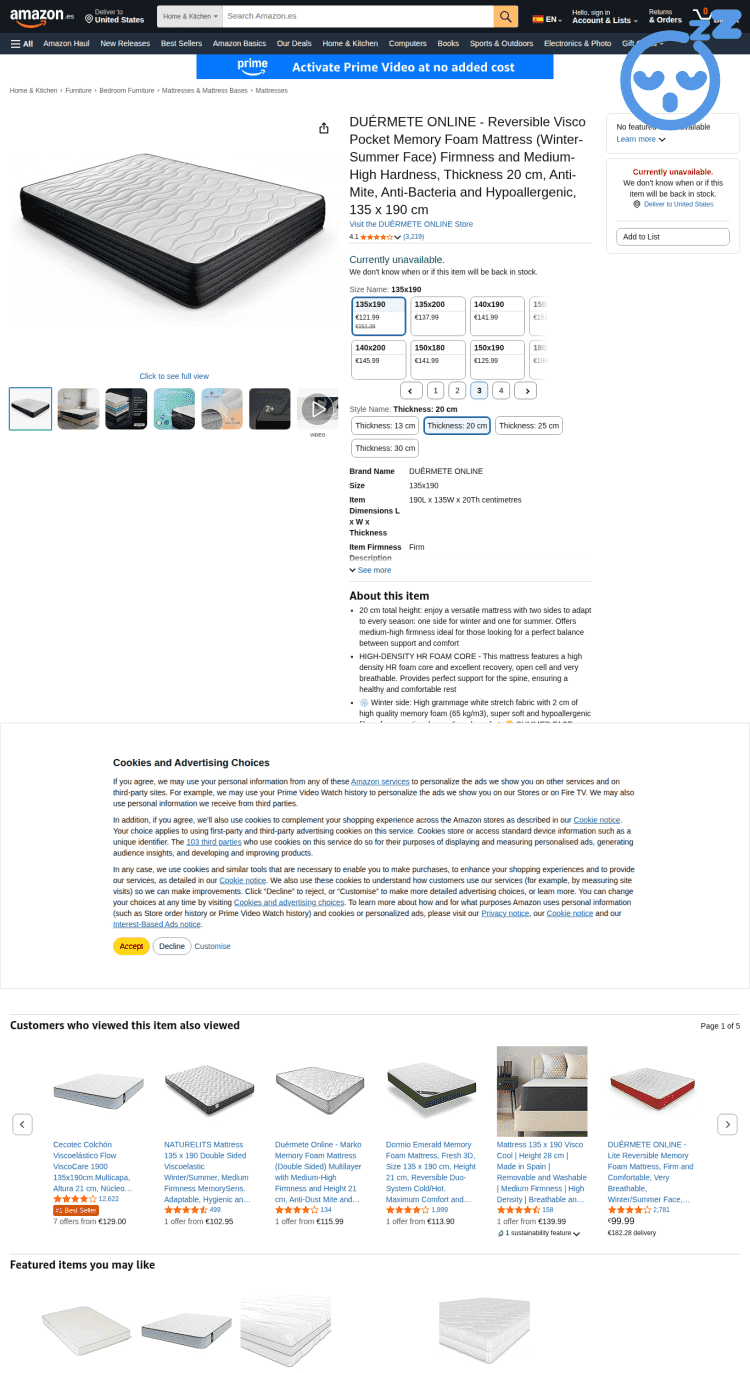 DUÉRMETE ONLINE Reversible (invierno/verano) Reseña y opiniones